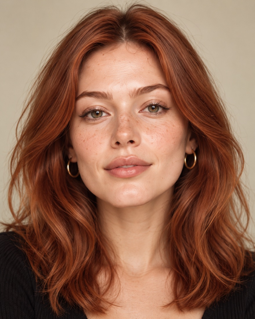 Clara Vale, a fictional red-haired demo profile